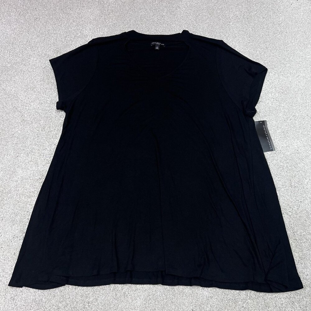 Signature Studio Blouse Women’s Black Short Sleeve Size 3X NWT